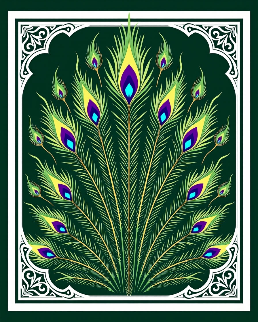 Emerald Peacock Feather Medallion Rug