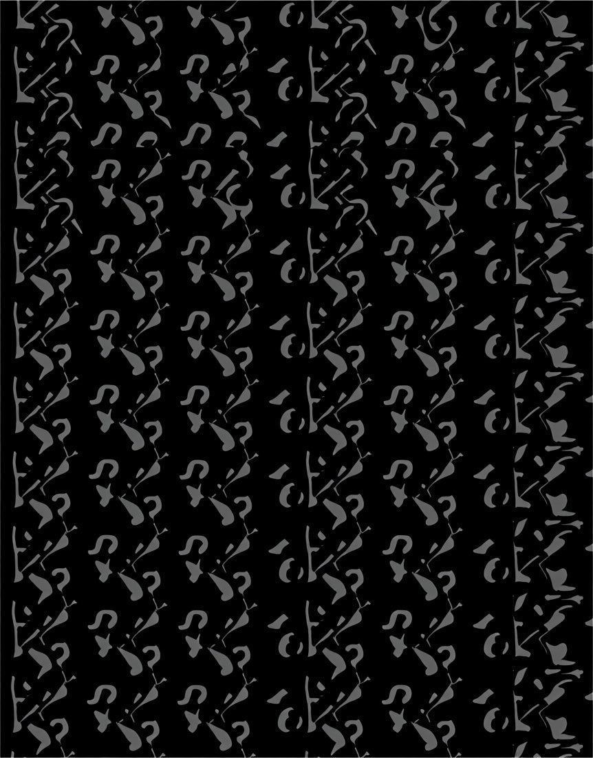 Dark Gray Abstract Calligraphy Swirl Rug