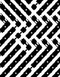 Black White Jagged Stripe Dot Accents Rug