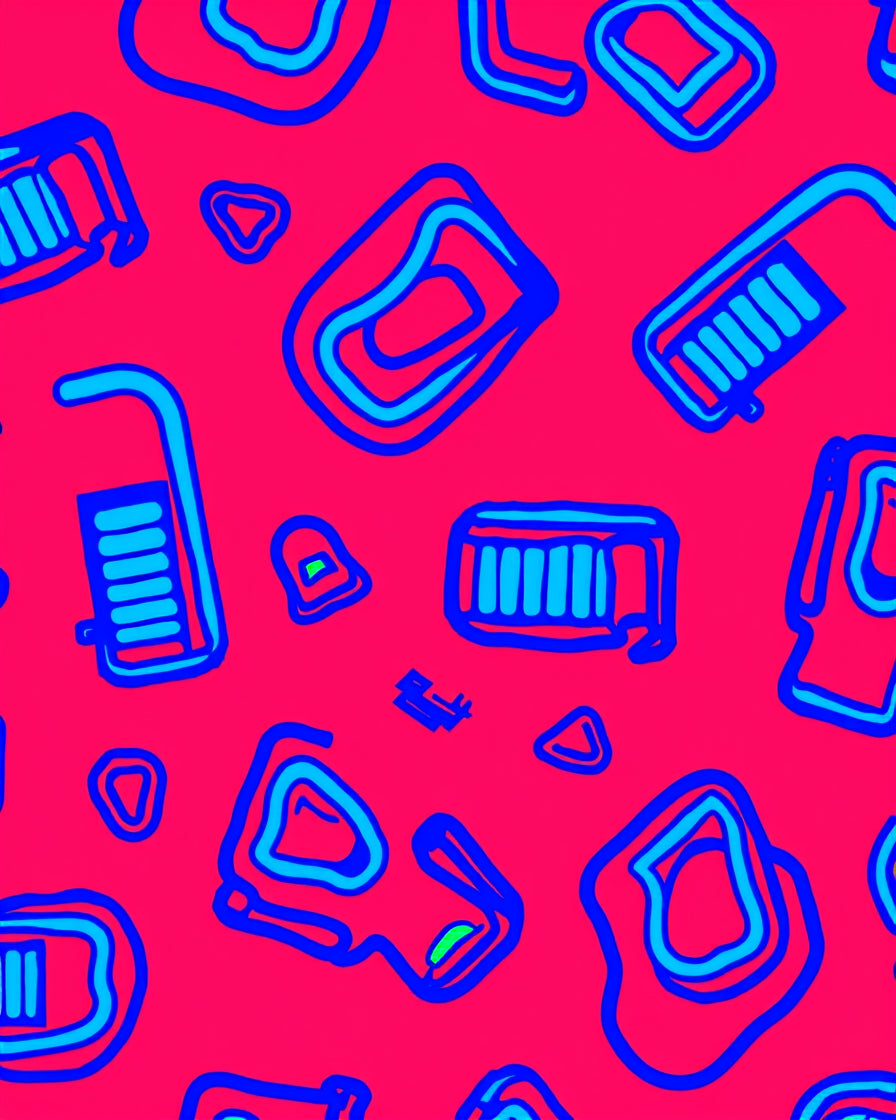 Bold Blue Shapes On Crimson Field Rug