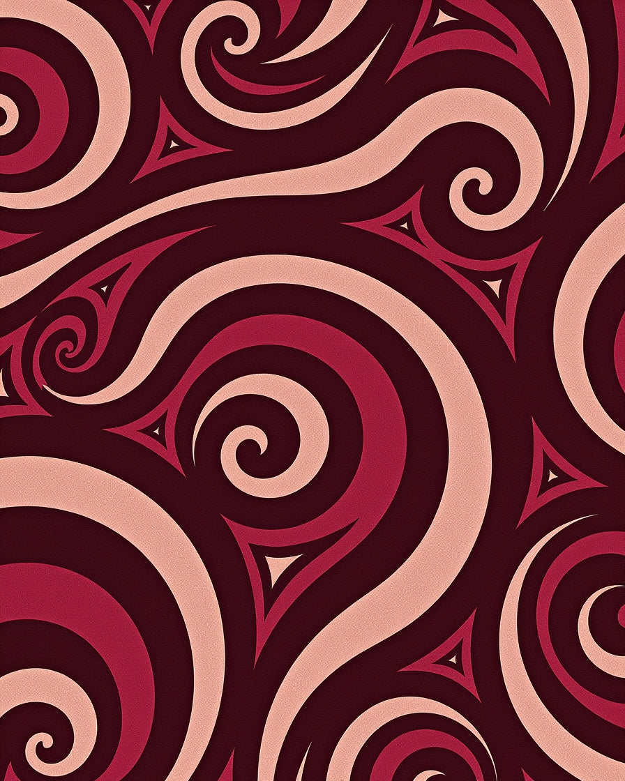 Deep Red Swirl Abstract Harmony Rug