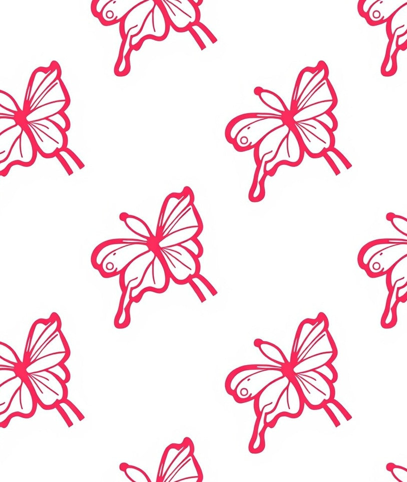 Crimson Swirling Butterfly Garden Rug