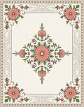 Pink Floral Border Scrolls Rug