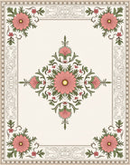 Pink Floral Border Scrolls Rug