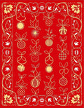 Crimson Gold Ornate Festive Bauble Garland Rug