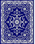 Royal Blue White Floral Arabesque Rug