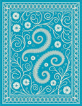 Turquoise White Paisley Floral Swirl Rug