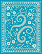 Turquoise White Paisley Floral Swirl Rug