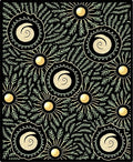 Black Golden Sunburst Fern Swirl Rug