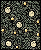 Black Golden Sunburst Fern Swirl Rug