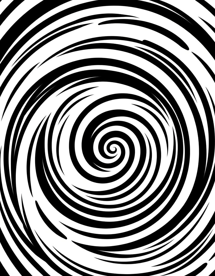 Monochromatic Black Swirl Hypnosis Rug
