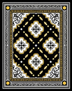Black Yellow White Medallion Frame Rug