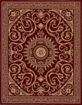 Rich Crimson Golden Floral Medallion Rug