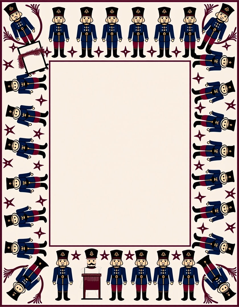 Nutcracker Border Blue Burgundy Soldiers Rug