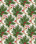 Red Berry Evergreen Branch Repeating Rug