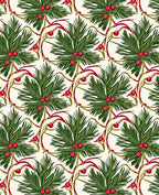 Red Berry Evergreen Branch Repeating Rug