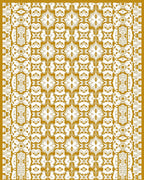 Golden White Intricate Floral Medallion Rug