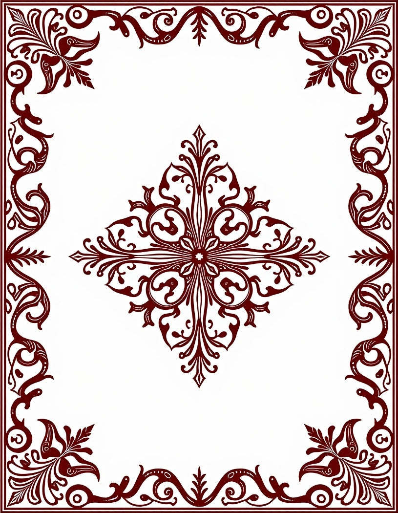 Deep Red Ornate Floral Medallion Rug