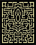 Black Yellow Abstract Maze Geometric Rug
