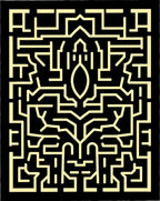 Black Yellow Abstract Maze Geometric Rug