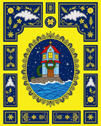 Blue House Yellow Festive Framing Rug