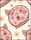 Whimsical Pink Furball Floral Sea Creature Rug