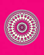 Vibrant Pink Floral Circular Mandala Rug