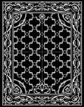 Bold Black White Geometric Scroll Rug