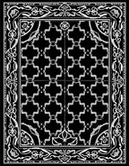 Bold Black White Geometric Scroll Rug