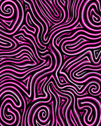 Vivid Black Pink Swirl Abstract Rug