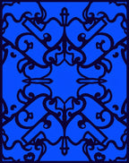 Deep Blue Opulent Scrollwork Rug