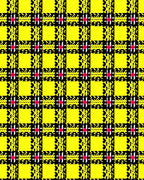 Vibrant Yellow Black Plaid Motif Rug