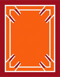 Crimson Orange Geometric Frame Rug