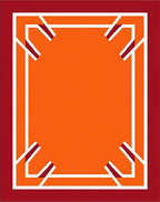 Crimson Orange Geometric Frame Rug