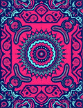 Vibrant Pink Cyan Mandala Swirl Rug