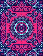Vibrant Pink Cyan Mandala Swirl Rug