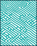 Teal White Abstract Geometric Maze Rug