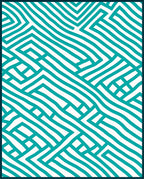 Teal White Abstract Geometric Maze Rug
