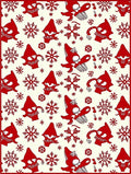 Red Gnomes Snowflakes Cream Background Rug