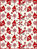 Red Gnomes Snowflakes Cream Background Rug