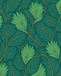 Vibrant Green Tropical Leaf Fern Rug