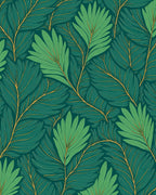 Vibrant Green Tropical Leaf Fern Rug