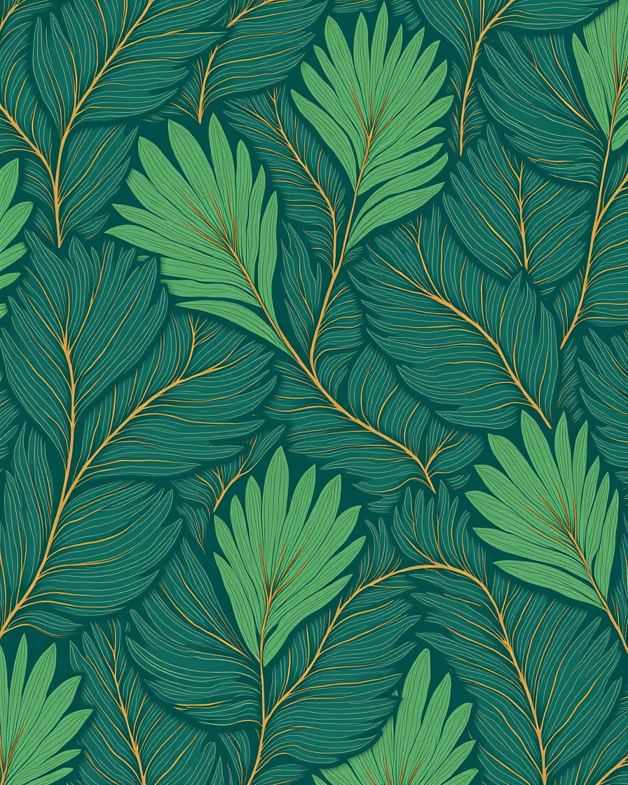 Vibrant Green Tropical Leaf Fern Rug