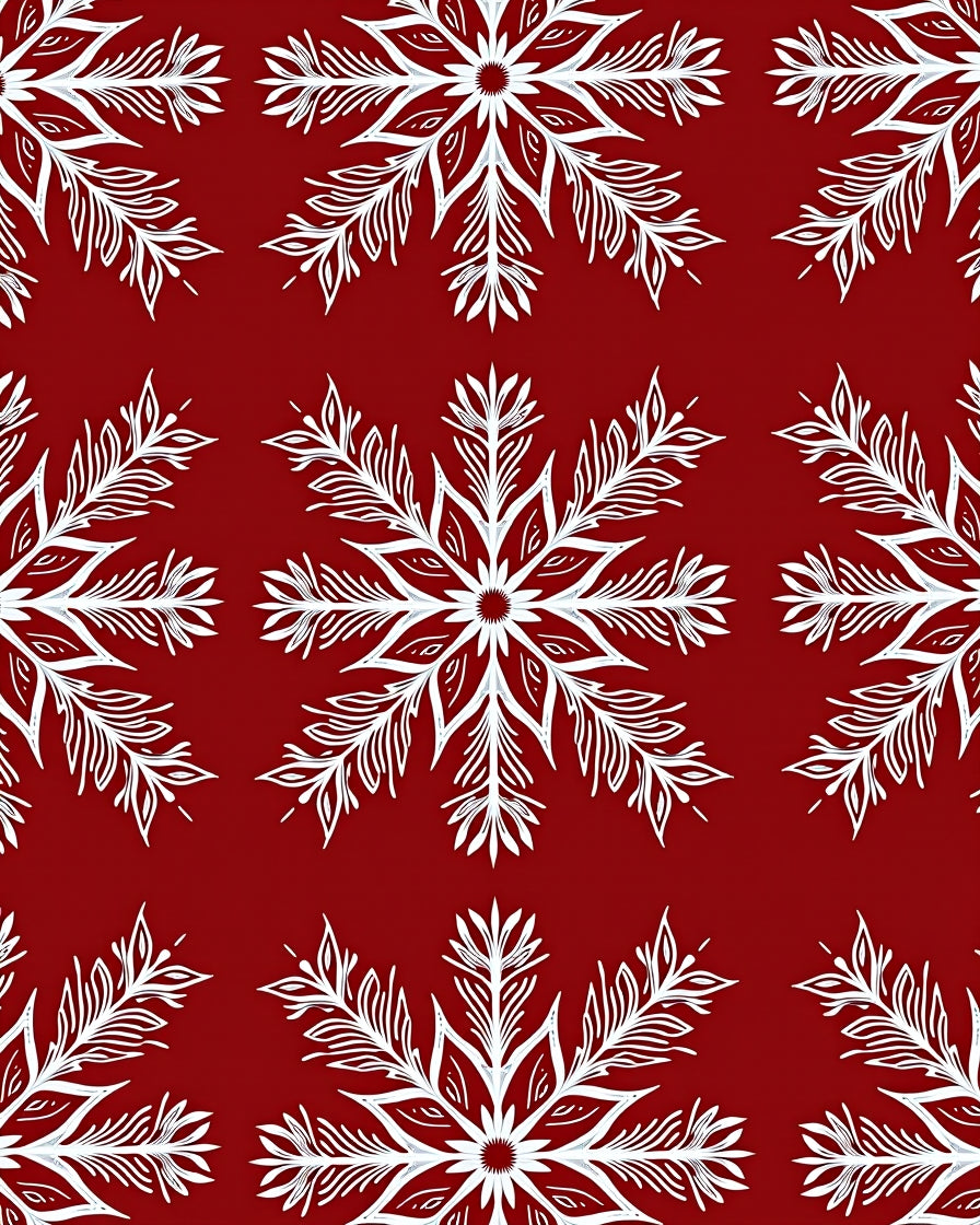 Red White Snowflake Holiday Textile Rug