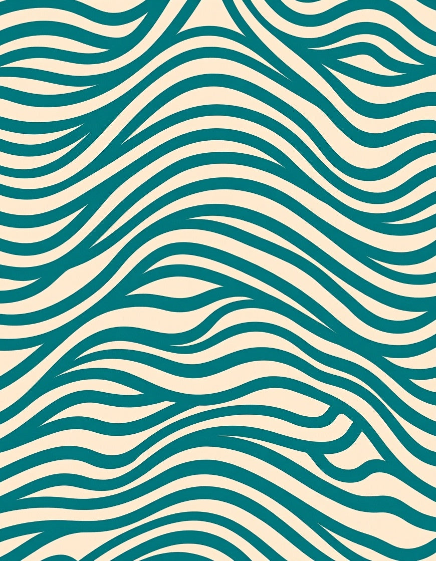 Teal and Cream Organic Flow Rug