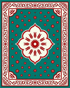 Crimson Bloom Teal Medallion Rug