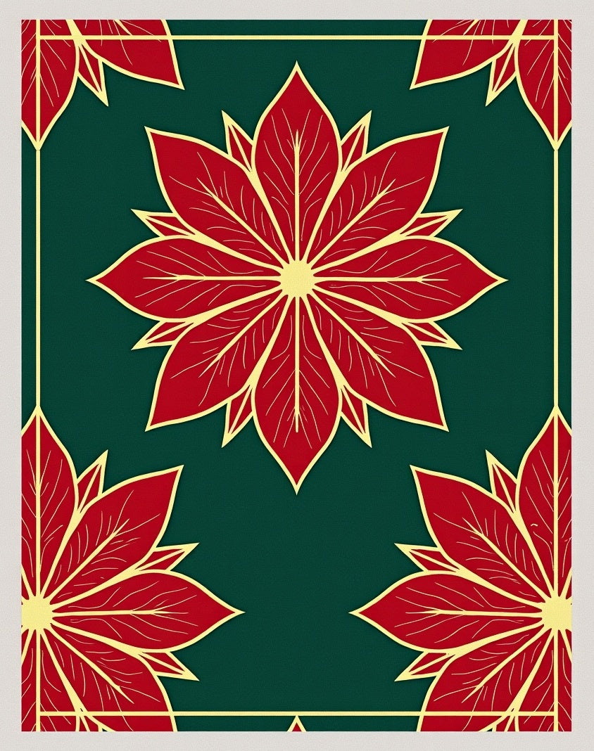 Crimson Floral Laurel Border Rug