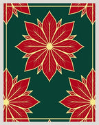 Crimson Floral Laurel Border Rug