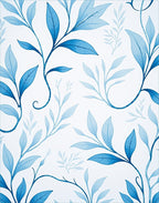 Whimsical Blue Leafy Vine Rug