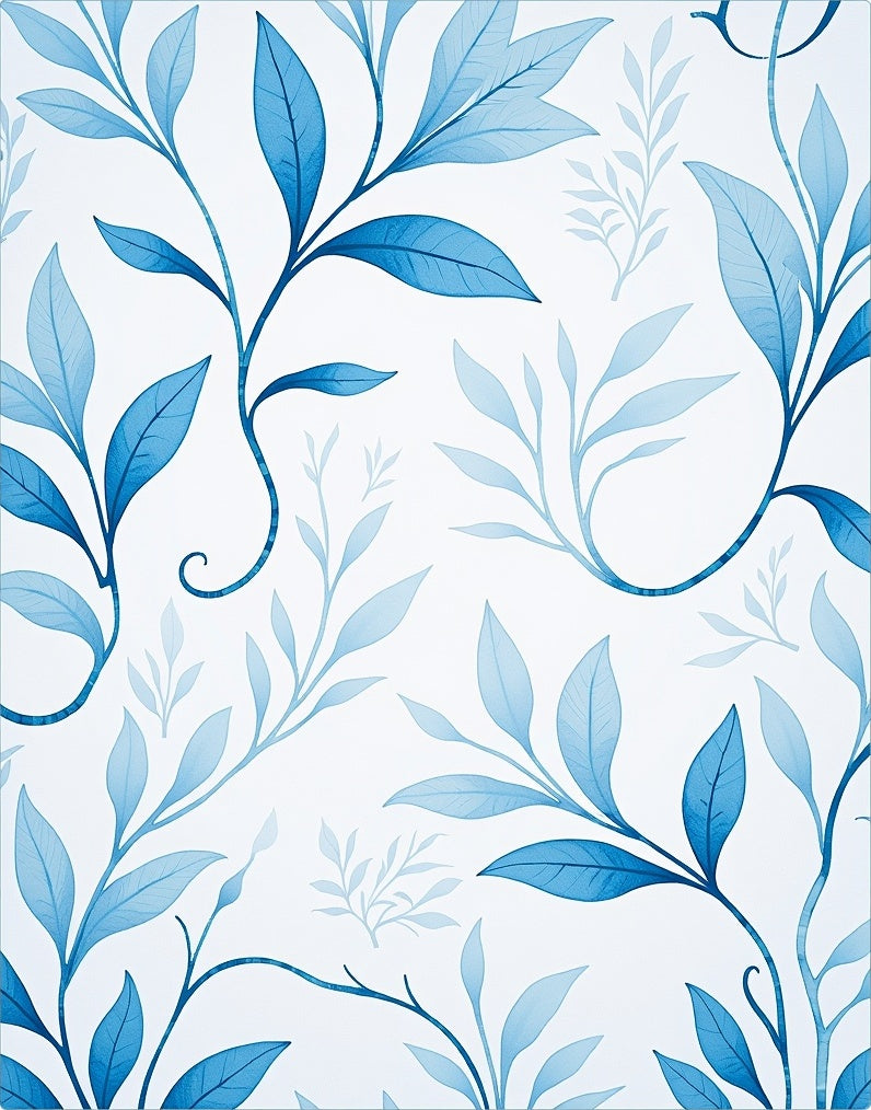 Whimsical Blue Leafy Vine Rug